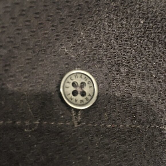 ARMANI EXCHANGE 2015 Black Textured Hidden Buttons Pocket Slim Shirt Men's Small - Picture 5 of 9